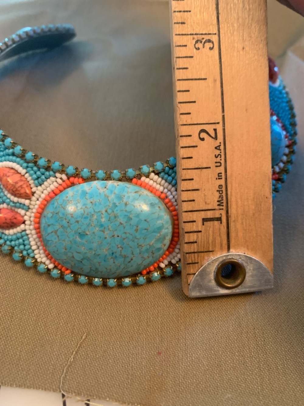 Turquoise and Coral Beaded Statement Collar Necklace - Picture 5 of 12